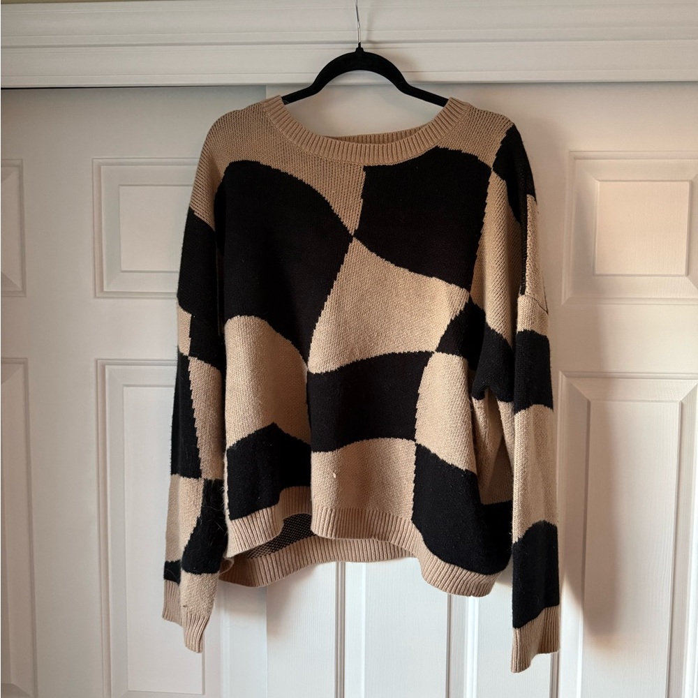 Colorblock Sweater - Black and Tan